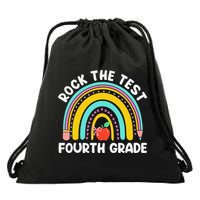 4th Grade Teacher Rock The Test Day Fourth Grade Testing Drawstring Bag