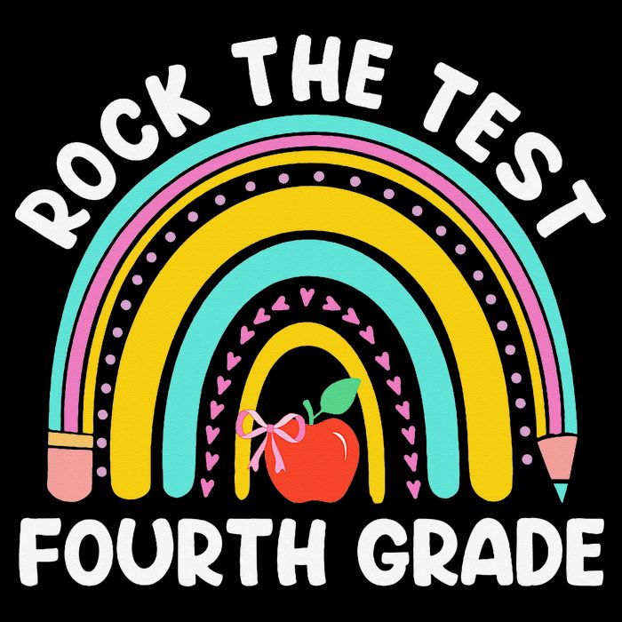 4th Grade Teacher Rock The Test Day Fourth Grade Testing Drawstring Bag