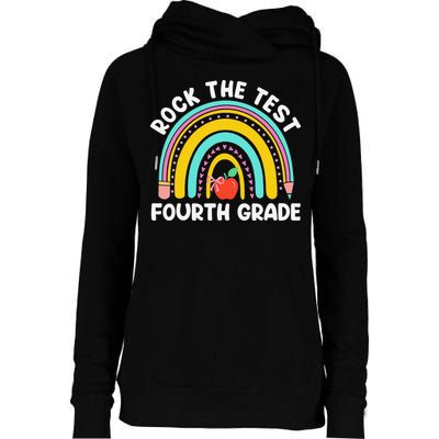 4th Grade Teacher Rock The Test Day Fourth Grade Testing Womens Funnel Neck Pullover Hood