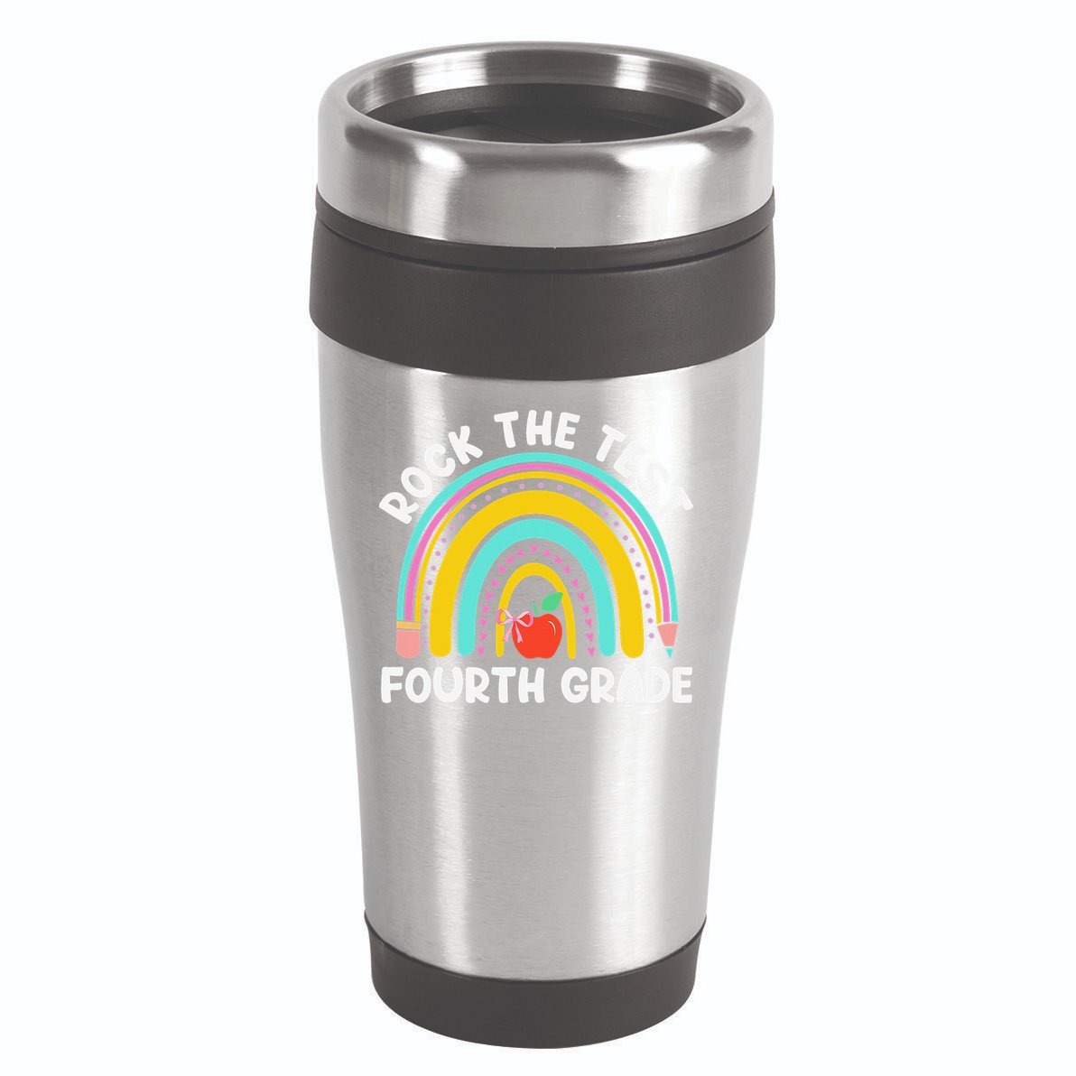4th Grade Teacher Rock The Test Day Fourth Grade Testing 16oz Travel Tumbler