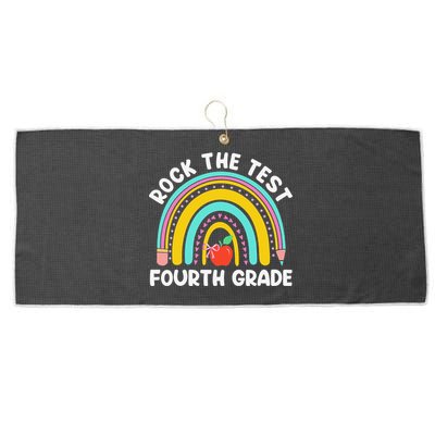 4th Grade Teacher Rock The Test Day Fourth Grade Testing Large Microfiber Waffle Golf Towel