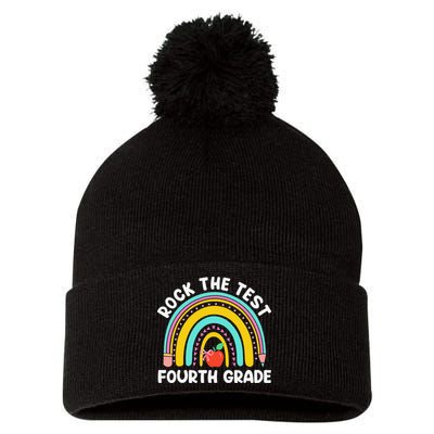 4th Grade Teacher Rock The Test Day Fourth Grade Testing Pom Pom 12in Knit Beanie
