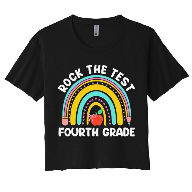 4th Grade Teacher Rock The Test Day Fourth Grade Testing Crop Top