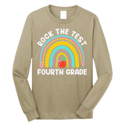 4th Grade Teacher Rock The Test Day Fourth Grade Testing Long Sleeve Shirt