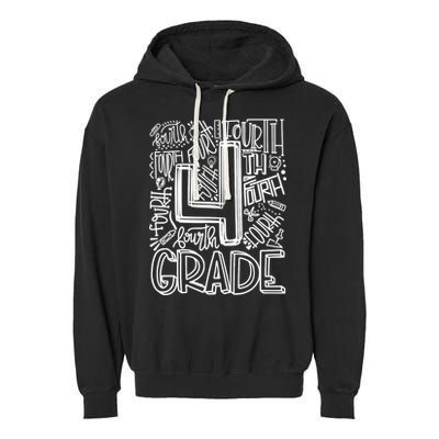 4th Grade Typography Team Fourth Grade Back To School Gift Garment-Dyed Fleece Hoodie