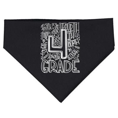 4th Grade Typography Team Fourth Grade Back To School Gift USA-Made Doggie Bandana