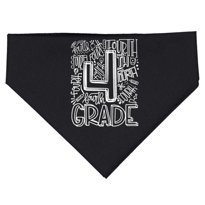 4th Grade Typography Team Fourth Grade Back To School Gift USA-Made Doggie Bandana