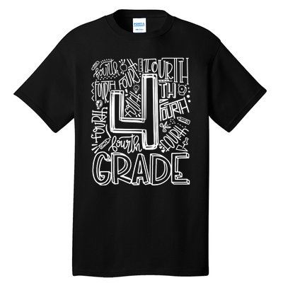 4th Grade Typography Team Fourth Grade Back To School Gift Tall T-Shirt