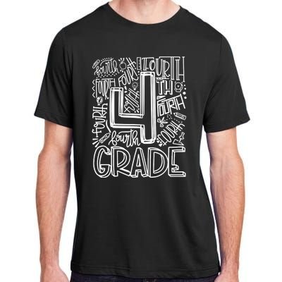 4th Grade Typography Team Fourth Grade Back To School Gift Adult ChromaSoft Performance T-Shirt