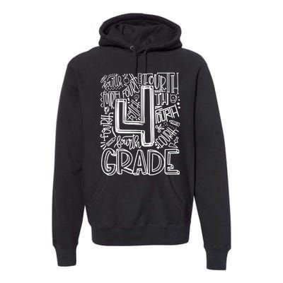 4th Grade Typography Team Fourth Grade Back To School Gift Premium Hoodie