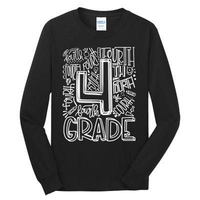 4th Grade Typography Team Fourth Grade Back To School Gift Tall Long Sleeve T-Shirt