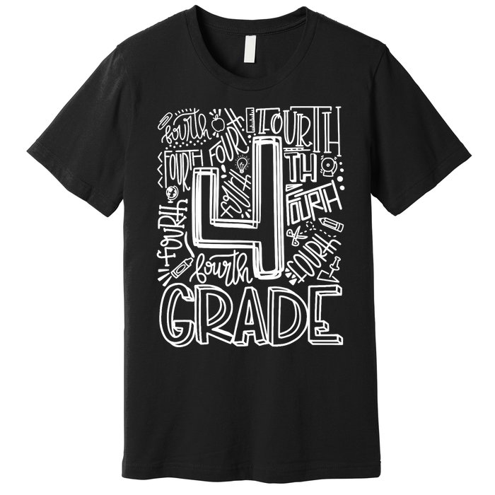 4th Grade Typography Team Fourth Grade Back To School Gift Premium T-Shirt