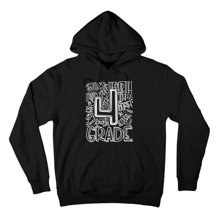 4th Grade Typography Team Fourth Grade Back To School Gift Tall Hoodie