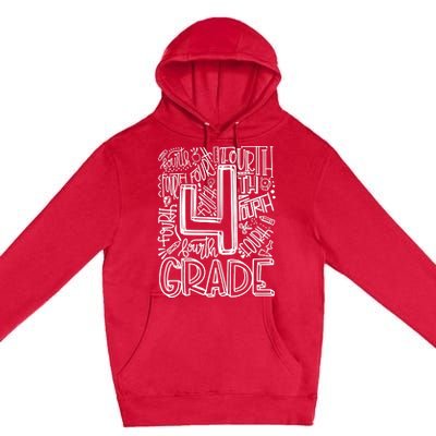 4th Grade Typography Team Fourth Grade Back To School Gift Premium Pullover Hoodie