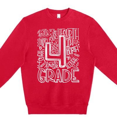 4th Grade Typography Team Fourth Grade Back To School Gift Premium Crewneck Sweatshirt