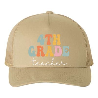 4th Grade Teacher Retro Groovy Vintage First Day Of School Yupoong Adult 5-Panel Trucker Hat