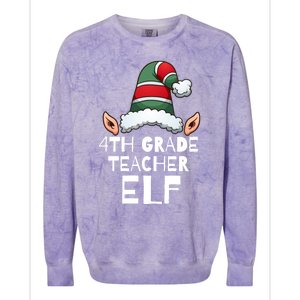 4th Grade Teacher Elf Christmas Holidays Xmas Elves 1 Colorblast Crewneck Sweatshirt