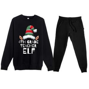 4th Grade Teacher Elf Christmas Holidays Xmas Elves 1 Premium Crewneck Sweatsuit Set