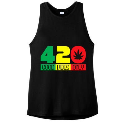 420 Good Vibes Only Rasta Reggae Marijuana Weed Cannabis Ladies PosiCharge Tri-Blend Wicking Tank