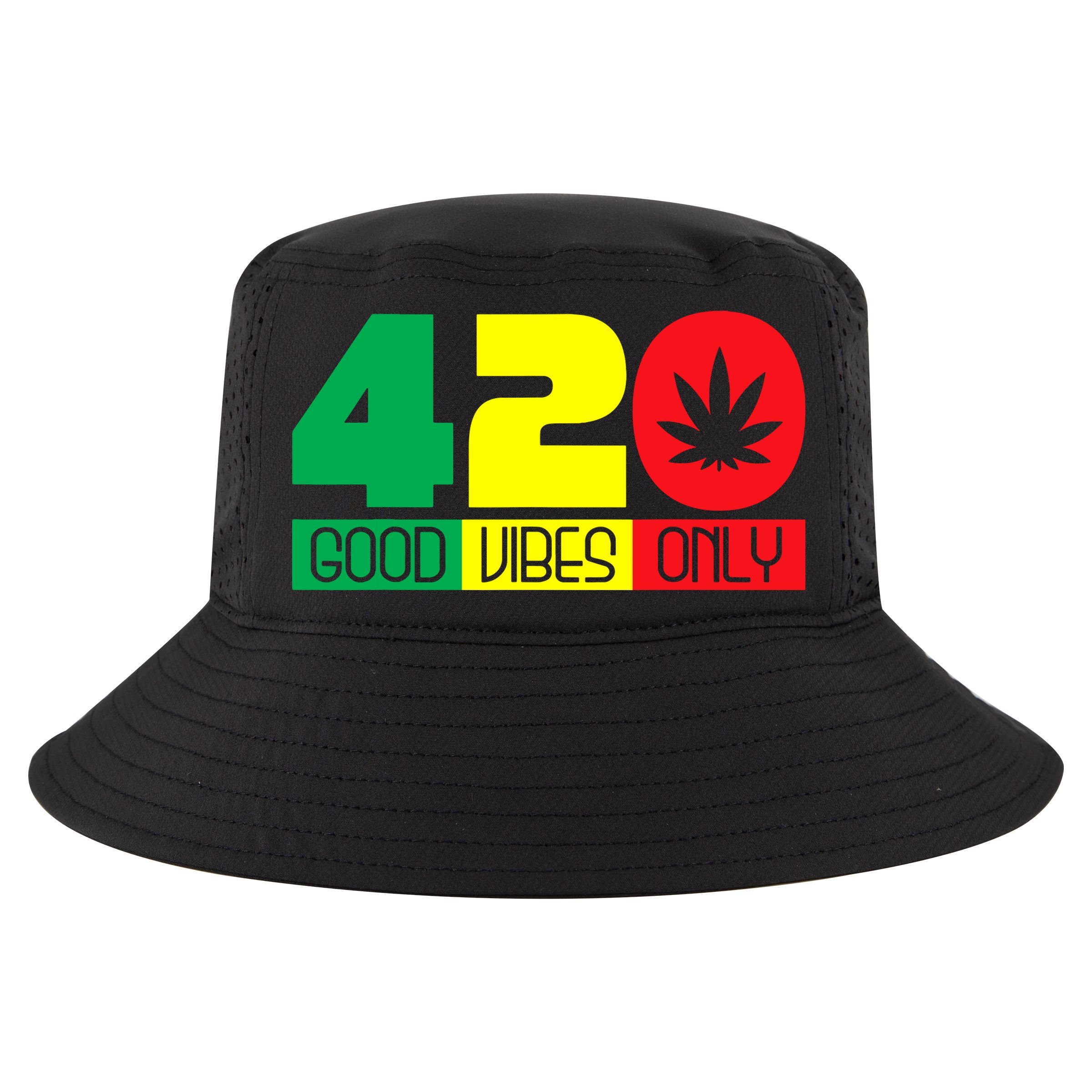 420 Good Vibes Only Rasta Reggae Marijuana Weed Cannabis Cool Comfort Performance Bucket Hat