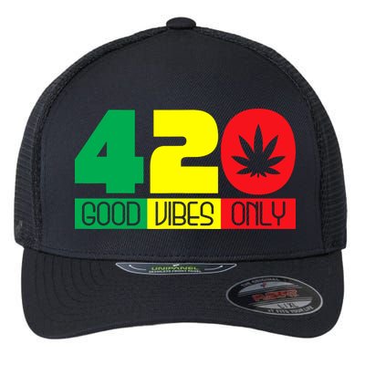 420 Good Vibes Only Rasta Reggae Marijuana Weed Cannabis Flexfit Unipanel Trucker Cap