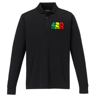 420 Good Vibes Only Rasta Reggae Marijuana Weed Cannabis Performance Long Sleeve Polo