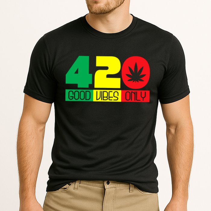 420 Good Vibes Only Rasta Reggae Marijuana Weed Cannabis Cooling Performance Crew T-Shirt