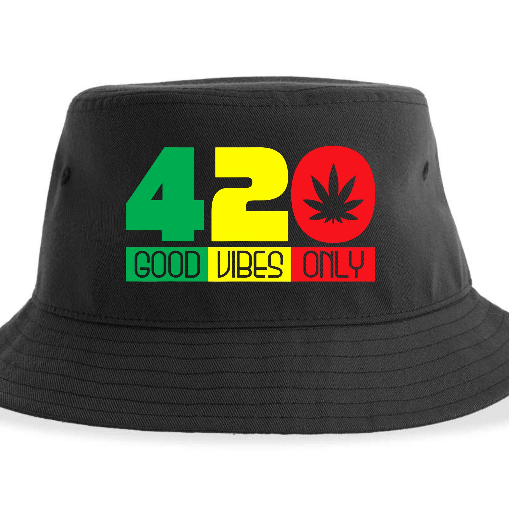 420 Good Vibes Only Rasta Reggae Marijuana Weed Cannabis Sustainable Bucket Hat