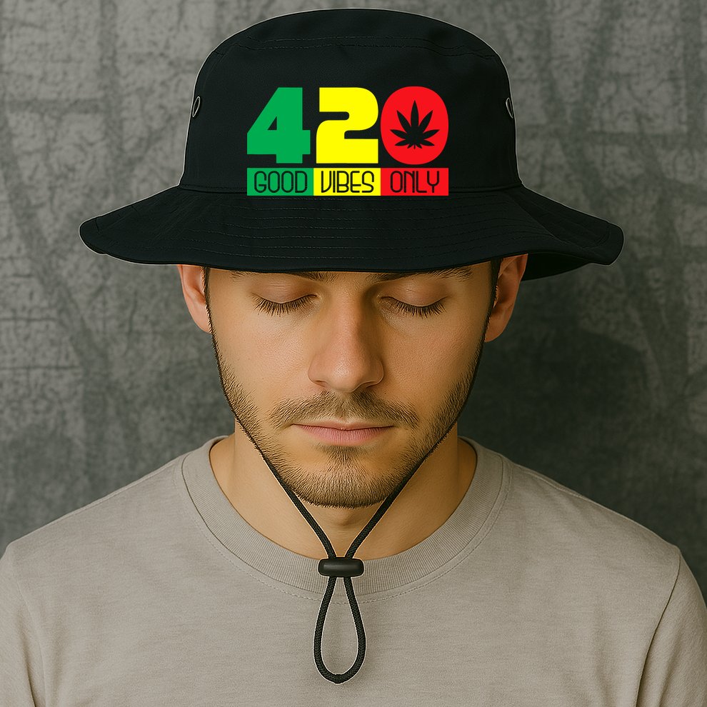 420 Good Vibes Only Rasta Reggae Marijuana Weed Cannabis Bucket Hat