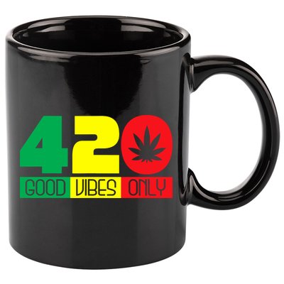 420 Good Vibes Only Rasta Reggae Marijuana Weed Cannabis 11oz C Handle Ceramic Mug
