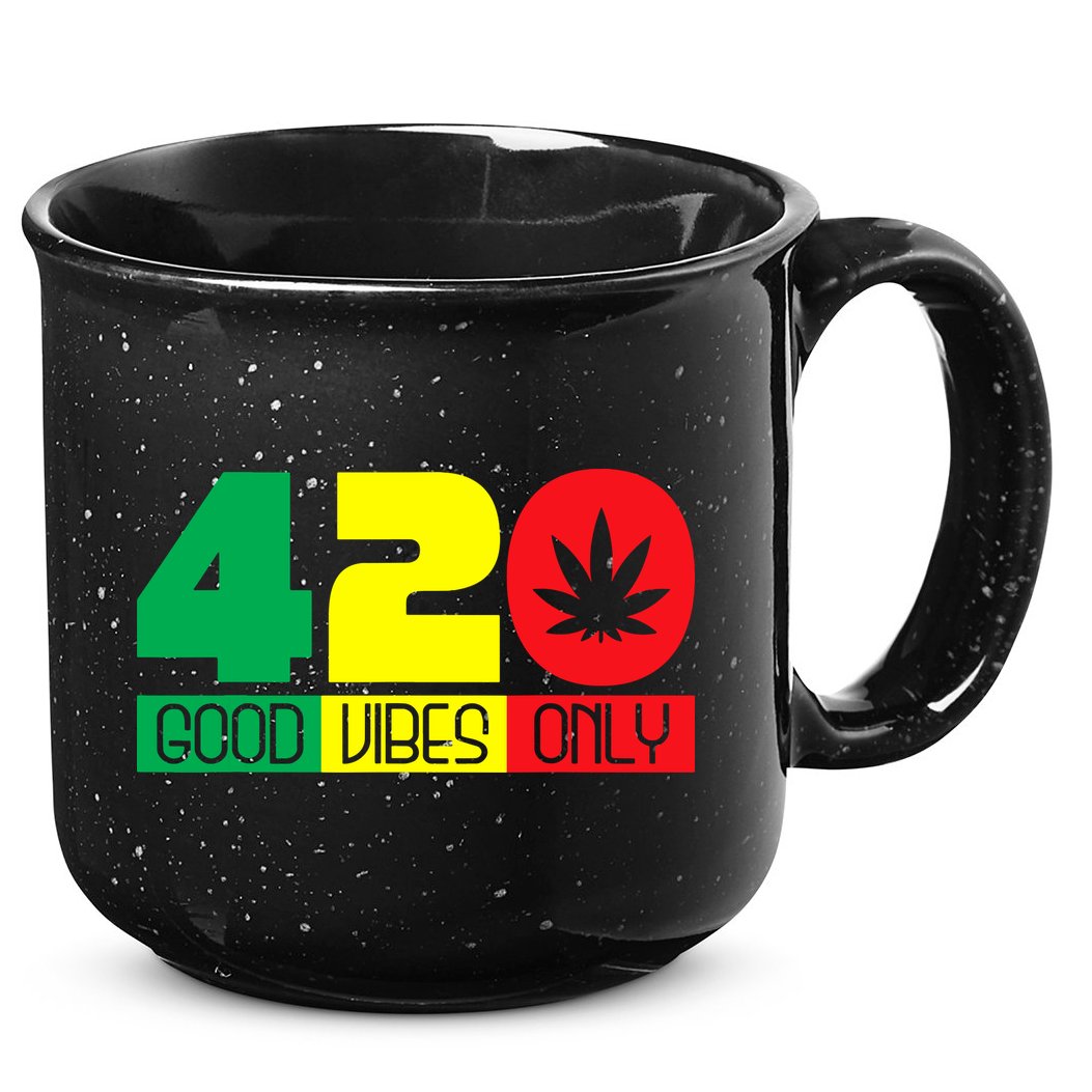 420 Good Vibes Only Rasta Reggae Marijuana Weed Cannabis 15oz Campfire Ceramic Mug