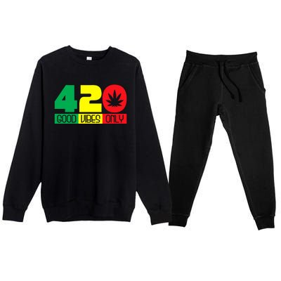 420 Good Vibes Only Rasta Reggae Marijuana Weed Cannabis Premium Crewneck Sweatsuit Set