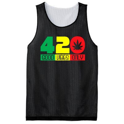 420 Good Vibes Only Rasta Reggae Marijuana Weed Cannabis Mesh Reversible Basketball Jersey Tank