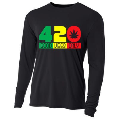 420 Good Vibes Only Rasta Reggae Marijuana Weed Cannabis Cooling Performance Long Sleeve Crew