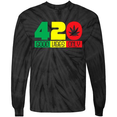 420 Good Vibes Only Rasta Reggae Marijuana Weed Cannabis Tie-Dye Long Sleeve Shirt