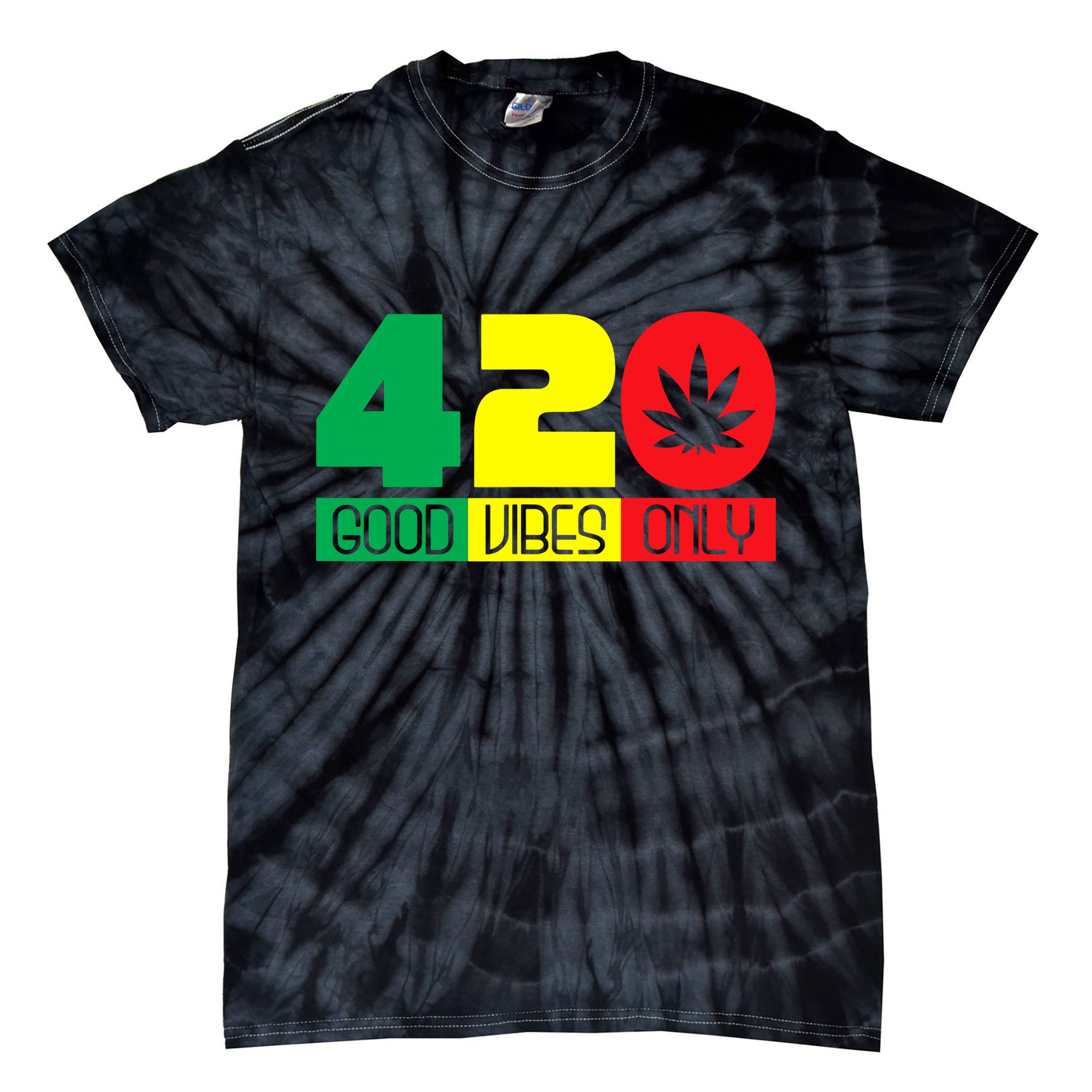 420 Good Vibes Only Rasta Reggae Marijuana Weed Cannabis Tie-Dye T-Shirt