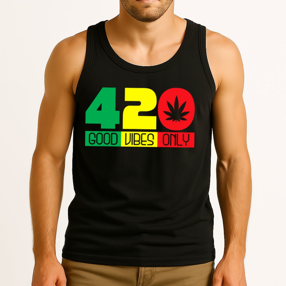 420 Good Vibes Only Rasta Reggae Marijuana Weed Cannabis Tank Top