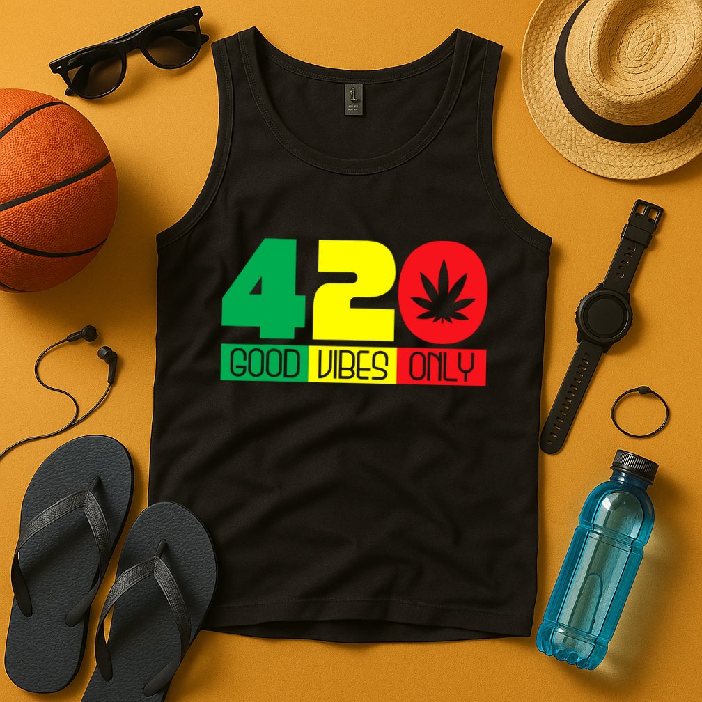 420 Good Vibes Only Rasta Reggae Marijuana Weed Cannabis Tank Top