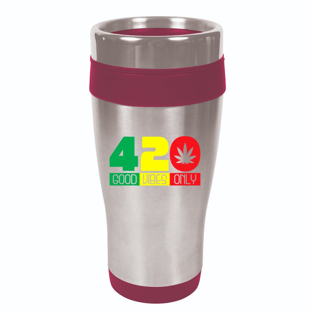 420 Good Vibes Only Rasta Reggae Marijuana Weed Cannabis 16oz Travel Tumbler