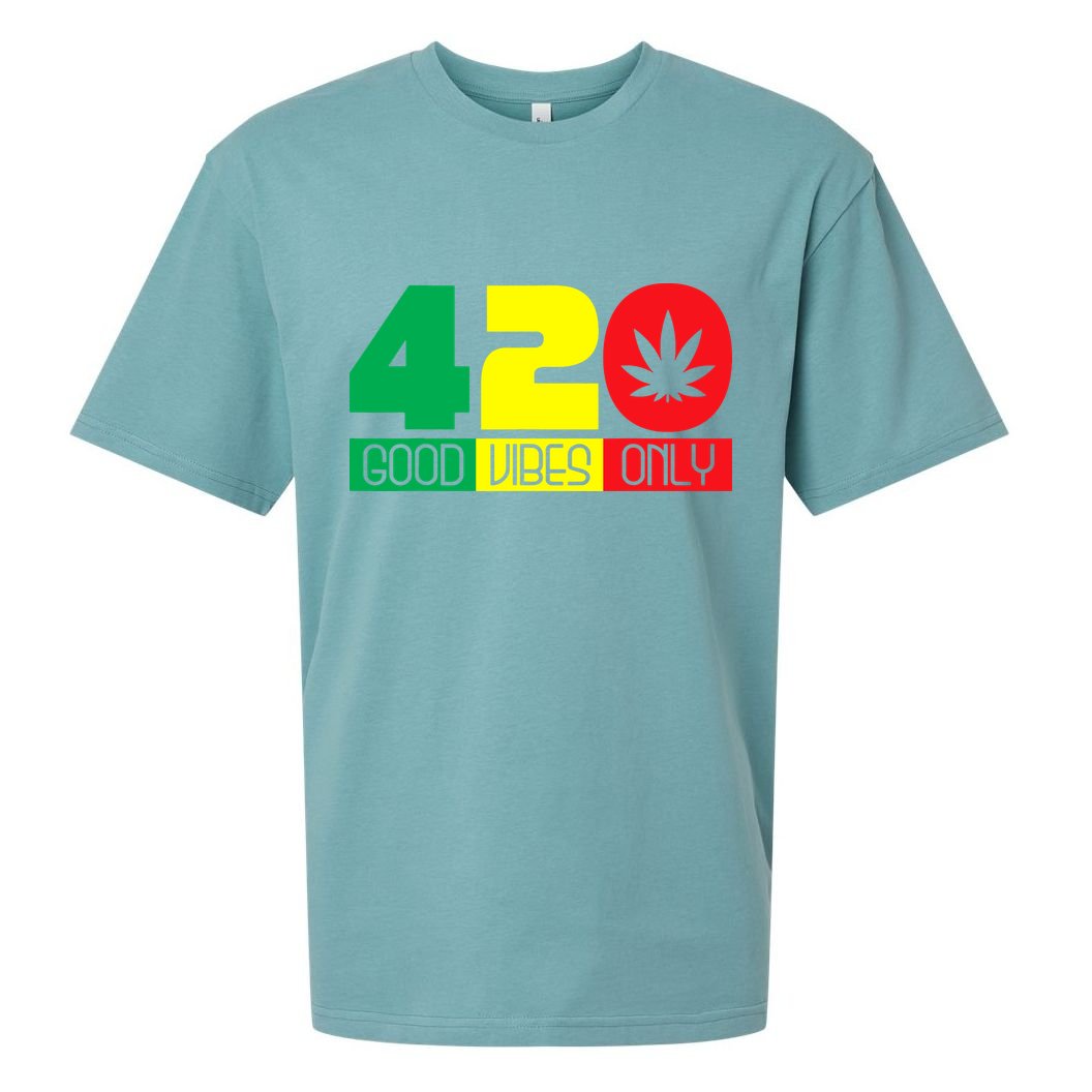 420 Good Vibes Only Rasta Reggae Marijuana Weed Cannabis Sueded Cloud Jersey T-Shirt