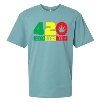 420 Good Vibes Only Rasta Reggae Marijuana Weed Cannabis Sueded Cloud Jersey T-Shirt