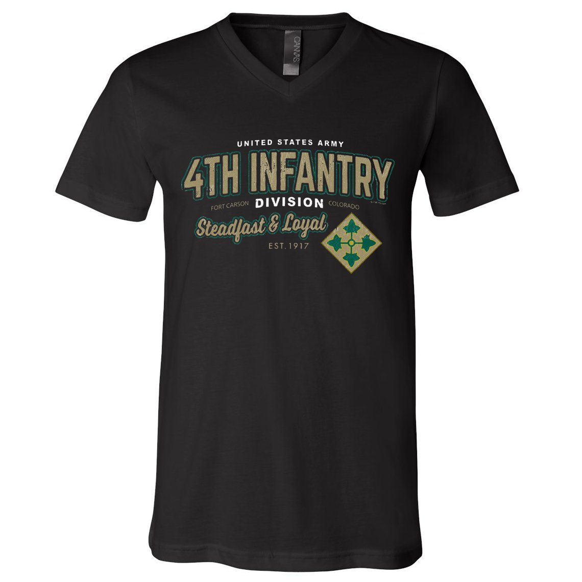 4th Infantry Division Fort Carson CO V-Neck T-Shirt