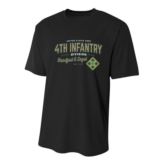 4th Infantry Division Fort Carson CO Youth Performance Sprint T-Shirt