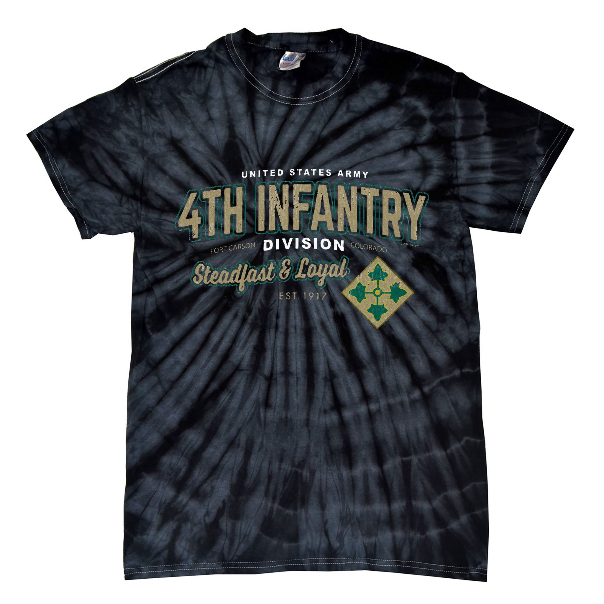 4th Infantry Division Fort Carson CO Tie-Dye T-Shirt