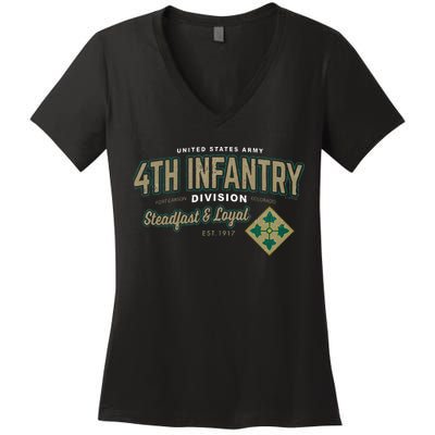 4th Infantry Division Fort Carson CO Women's V-Neck T-Shirt