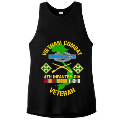 4th Infantry Division Gift Vietnam Combat Veteran Cool Gift Ladies PosiCharge Tri-Blend Wicking Tank