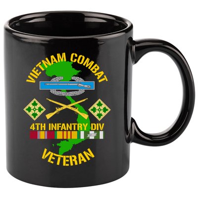 4th Infantry Division Gift Vietnam Combat Veteran Cool Gift 11oz C Handle Ceramic Mug