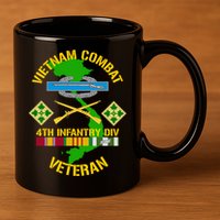 4th Infantry Division Gift Vietnam Combat Veteran Cool Gift 11oz C Handle Ceramic Mug