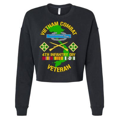 4th Infantry Division Gift Vietnam Combat Veteran Cool Gift Cropped Pullover Crew