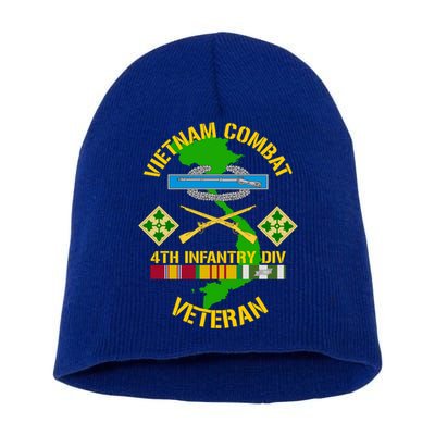 4th Infantry Division Gift Vietnam Combat Veteran Cool Gift Short Acrylic Beanie